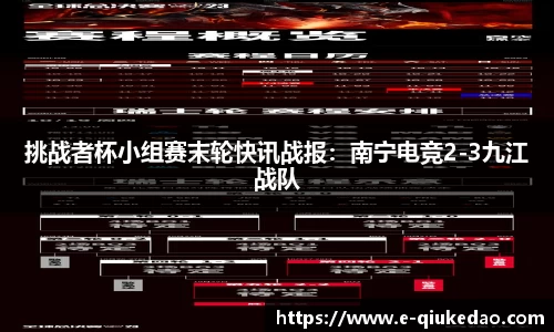 挑战者杯小组赛末轮快讯战报：南宁电竞2-3九江战队